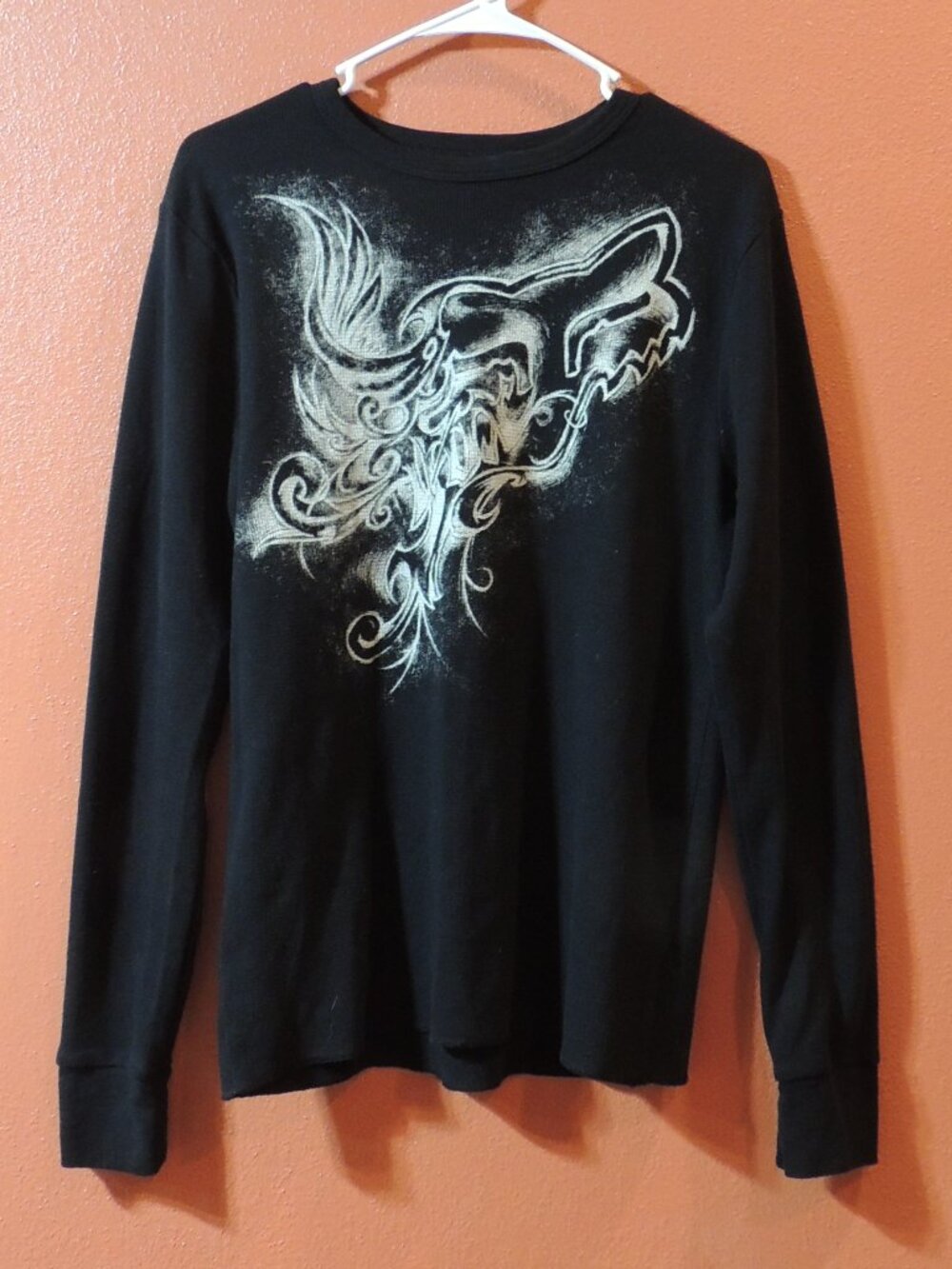 FOX HEAD Shirt Woman Large Black White Long Sleeve Outdoors Racing Shirt